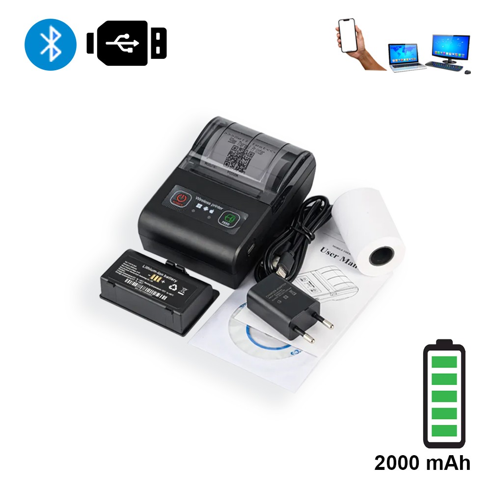 BS-Tech 58MP Mini Portable 58MM Thermal Battery Printer(2000 MAH Battery))