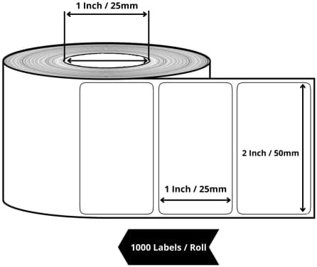 White Direct Thermal Sticker Label Roll,(1000PCS) Size: 50 x 25 mm(DT)